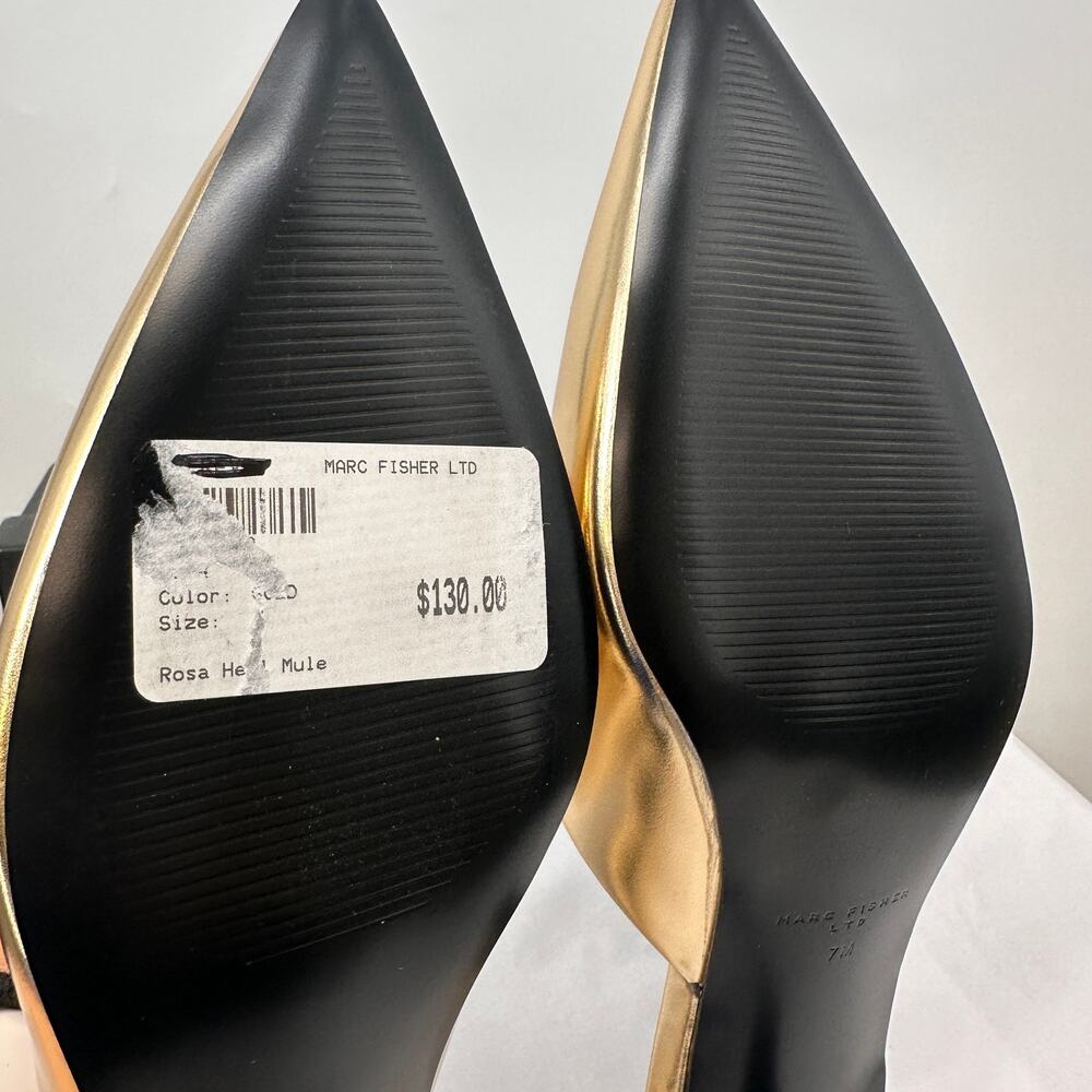 MARC FISHER New in Box Rosa Mule Heel in Gold Metallic // 7 - Picture 7 of 9